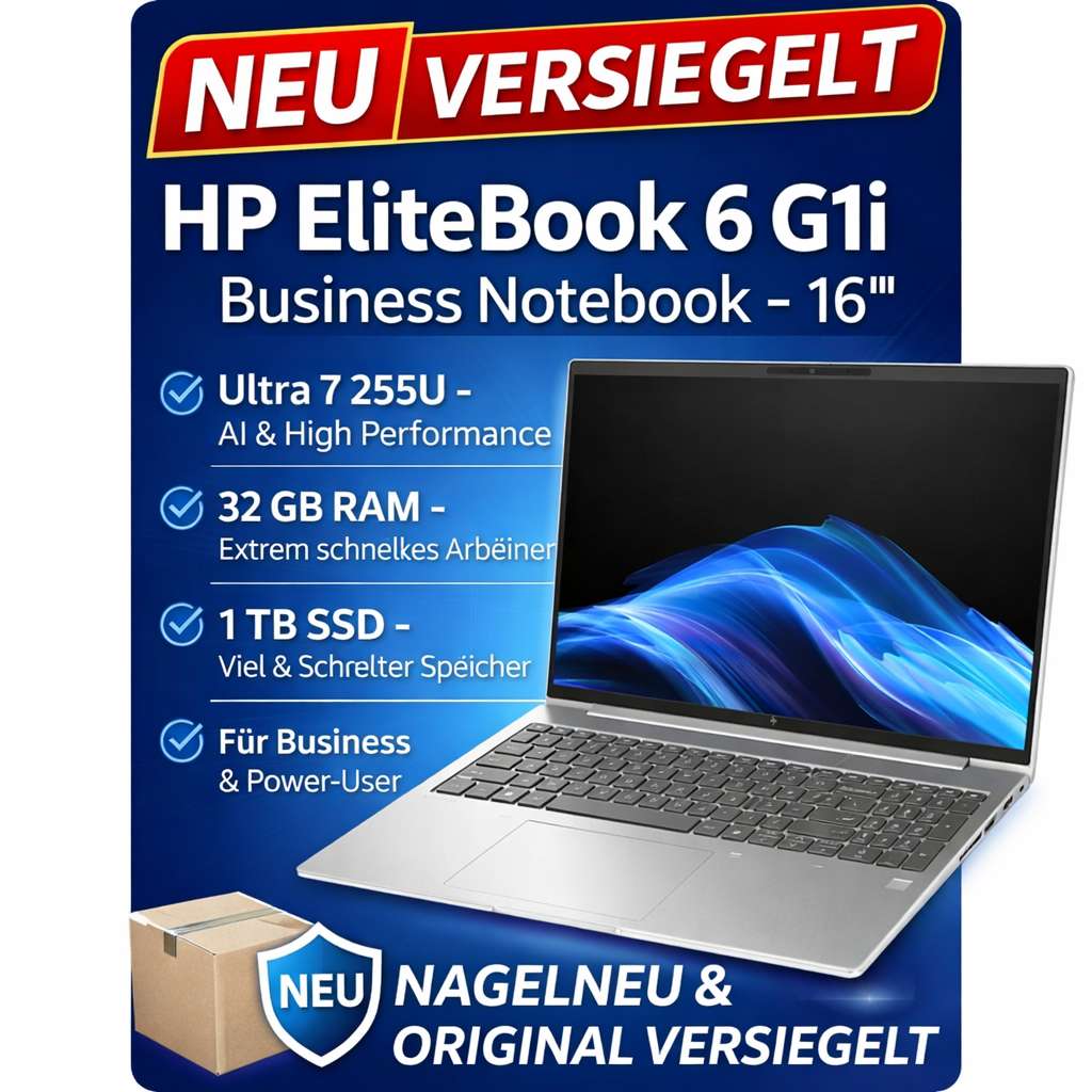 HP EliteBook 6 G1i - 16" Notebook AI | Ultra 7 255U | 32 GB RAM | 1 TB SSD | NEU & VERSIEGELT