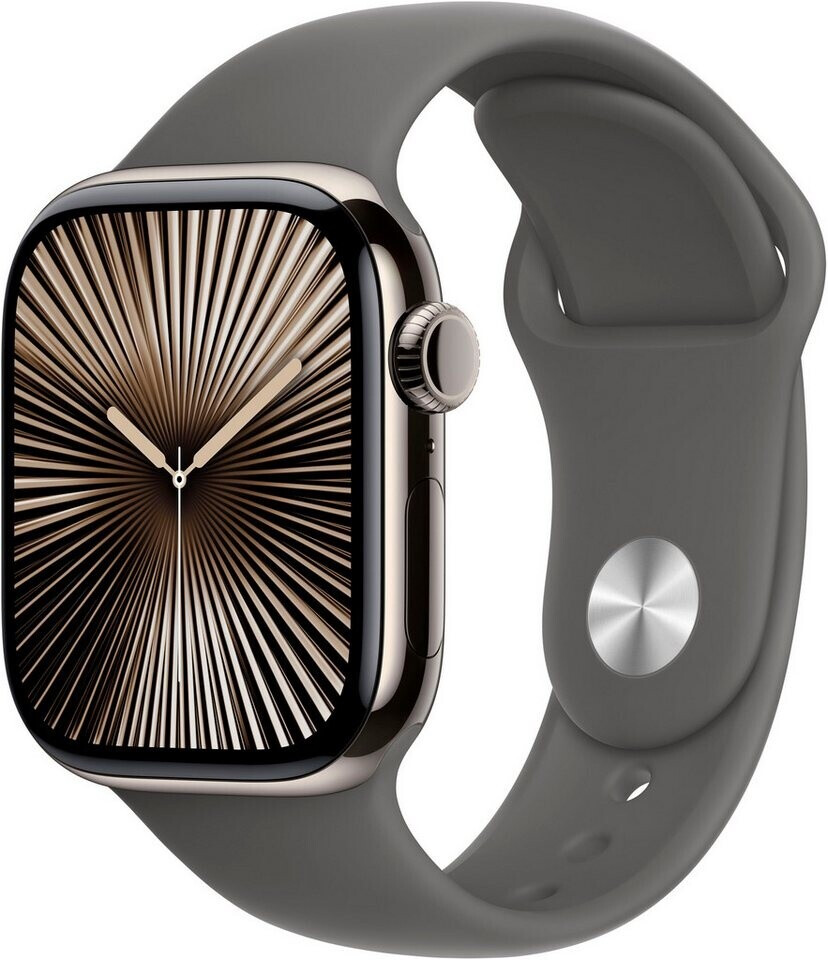 Apple Watch Series 10 (GPS + Cellular) Titan Natur 42mm Sportarmband steingrau S/M